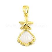 Латунные подвески из ракушек KK-P263-01B-G