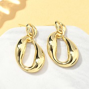 Овальные латунные серьги-гвоздики с подвесками EJEW-A132-03G