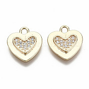 Brass Micro Pave Clear Cubic Zirconia Charms KK-S356-223G-NF