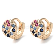 Серьги-кольца из латуни с микро-паве EJEW-P238-03KCG