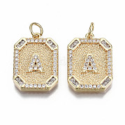 Brass Micro Pave Clear Cubic Zirconia Pendants KK-S356-234A-G-NF
