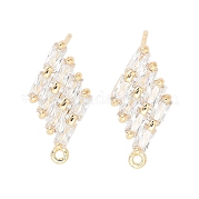 Brass Micro Pave Cubic Zirconia Stud Earring Findings KK-E107-24G