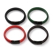 Браслет из плетеного кожаного шнура разных цветов BJEW-M302-01EB