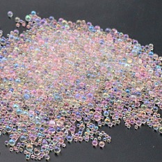 AB-farbig plattierte 3D-Nagelkunst-Mini-Kugelperlen aus Glas MRMJ-WH0064-40E