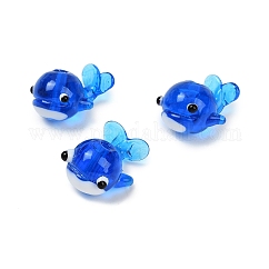 Perles bosselées en verre faites à la main, baleine, bleu, 19x22x14mm, Trou: 1.6mm