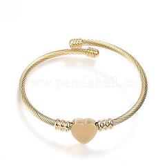 Bracciali con coppia in acciaio inossidabile chirurgico 316, cuore, oro, 2-1/4 pollice (57 mm)