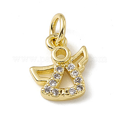 Ottone micro spianare fascino zirconi,  cadmio& piombo libero, con anelli di salto, charms d'angelo, vero placcato oro 18k, 10x8x2mm, Foro: 2.7 mm