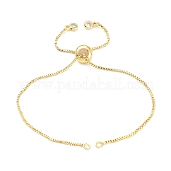 Fabricación de pulsera de cadena de latón chapado en bastidor, con diamante de imitación, Plateado de larga duración, hacer pulseras deslizantes, sin plomo y cadmio, real 18k chapado en oro, longitud de cadena individual: aproximadamente 115~120 mm