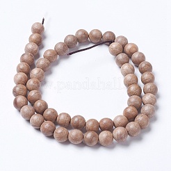 天然ウッドビーズ連売り  ラウンド  バリーウッド  7.5~8mm  穴：1mm  約46個/連  14.9インチ（38cm）&nbsp;X-WOOD-J001-02-8mm