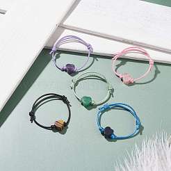 Браслет с плетением из натурального камня в форме сердца BJEW-JB07685