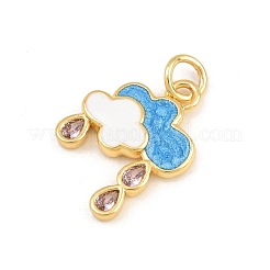 Pendentifs en laiton micro-pavés de zircone cubique rose brumeux&nbsp;KK-CBADB87-10G