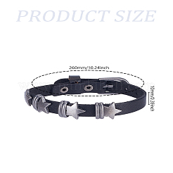 1шт ретро панк хип-хоп пентаграмма кожаный браслет&nbsp;BJEW-LP0002-55