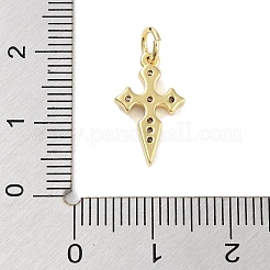 Pendenti con placcatura a croce in ottone con zirconi trasparenti&nbsp;KK-M293-18G