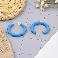 3 пара двухцветных акриловых сережек-гвоздиков в форме буквы С EJEW-GO0002-15