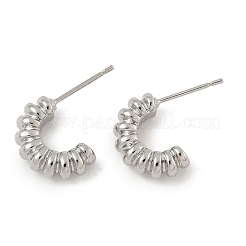 C字型真鍮スタッドピアス  プラチナメッキ  15x21x5mm&nbsp;EJEW-D320-11P