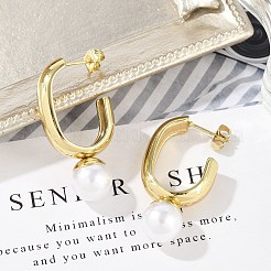 Ионное покрытие (ip) овальные серьги-гвоздики из нержавеющей стали 304 EJEW-A119-09G-02