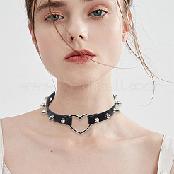 Регулируемые регулируемые готические ожерелья-чокеры из искусственной кожи с заклепками и шипами для женщин NJEW-WH20816-006P-B