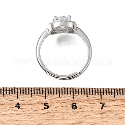 Anelli aperti con polsino in ottone micro pavé di zirconi cubici trasparenti&nbsp;CU-CBA5C10-12P