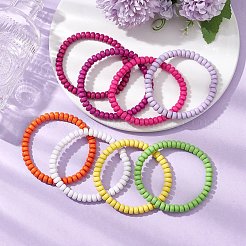 アクリルロンデルビーズストレッチブレスレットセット  ミックスカラー  内径：2-1/2インチ（6.2cm）  8色  1pc /カラー  8個/セット&nbsp;BJEW-JB11020-01