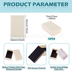 12 шт. картонные бумажные коробки для хранения ювелирных изделий с губкой&nbsp;CON-TA0001-33A