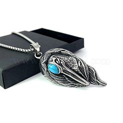 Винтажные панк-ожерелья из нержавеющей стали с подвеской в виде птицы из синтетической бирюзы OB6971