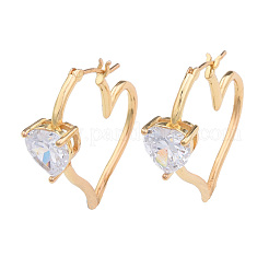 Серьги-кольца с кубическим цирконием в форме сердца EJEW-N011-76