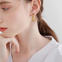 クリアキュービックジルコニア長方形スタッドピアス  430ステンレススチール製ハーフフープピアス（女性用）  ゴールドカラー  20x13x3mm&nbsp;JE942A