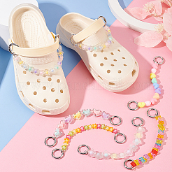 1 комплект цепочек для обуви с прозрачными акриловыми бусинами в виде цветка&nbsp;FIND-PH0009-97