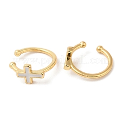 Orecchini a polsino smaltati a croce&nbsp;EJEW-G348-14G-01