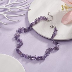 天然アメジストチップビーズのネックレス  女性用304ステンレスジュエリー  15.24''（38.7センチメートル）&nbsp;NJEW-JN04275-02