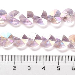 電気メッキガラスビーズセット  ハート  多面カット  パールピンク  10x10x6mm  穴：1.2mm  約78~80個/連  28.82~28.94''（73.2~73.5センチメートル）&nbsp;EGLA-B004-01A-AB09