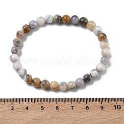 Браслеты из натуральных круглых бусин зеленого опала для женщин&nbsp;BJEW-Z158-03L-04