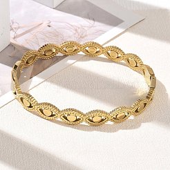 304ステンレススチール製ヒンジ付きカフバングル  目  18KGP本金メッキ  内径：1.97インチ（5cm）x2.36インチ（6cm）&nbsp;SA-CBAB92B-10G