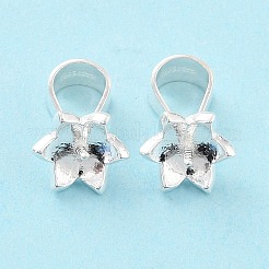 スターリングシルバーペグベイル925個  ペグベイルでベイルにスナップ  花  銀  7x7mm  ピン：0.8mm&nbsp;STER-Z001-020S