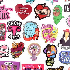 35 Uds. Etiquetas adhesivas de dibujos animados de pvc impermeables girl power&nbsp;GIPO-PW0002-03