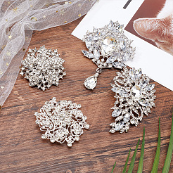 4 шт. 4 шт. брошь-булавка в виде цветка со стразами JEWB-AN0001-04