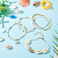 2 sachet de bracelets de cheville d'été en perles de verre de plage&nbsp;AJEW-TA0003-69F