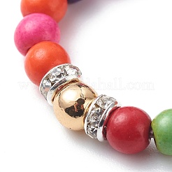 Anello da dito con perline in turchese sintetico tinto ed ematite&nbsp;RJEW-JR00518