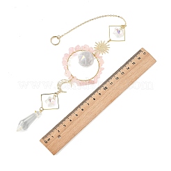 Sonnenring aus Messing und Rosenquarzsplitter&nbsp;HJEW-JM05027-02