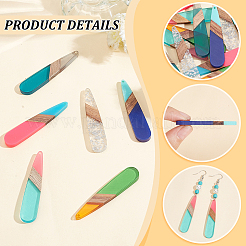 12шт 6 цвета смолы и орехового дерева большие подвески RESI-HY0001-17