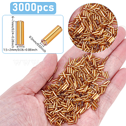 銀線ガラスラッパビーズ3000個  丸い穴  ゴールデンロッド  6~7x1.5~2mm  穴：0.5mm&nbsp;SEED-ME0001-29