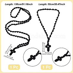 2 collier de prière avec pendentif en croix en cordon tressé en polyester&nbsp;NJEW-UN0001-87