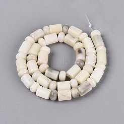 天然な白アフリカオパールビーズ連売り  バレル＆ロンデル  8x10mm  穴：0.9~1.2mm  約50~52個/連  14.57~15.35インチ（37~39cm）  ロンデル：8x4.5~5mm&nbsp;G-Q616-09N