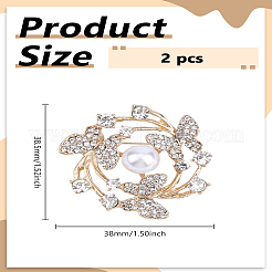 2 шт. броши из сплава со стразами&nbsp;JEWB-LP0010-12