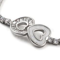 Сердце из латуни микро проложить кубического циркония браслеты ссылку BJEW-C055-04P