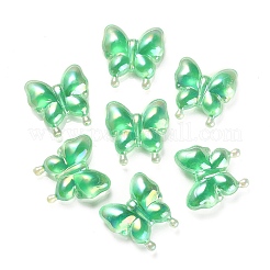 夜光UVメッキレインボー虹色アクリルビーズ  暗闇で光る  蝶  春の緑  30x29x10.5mm  穴：2mm&nbsp;LS-OACR-F006-03F