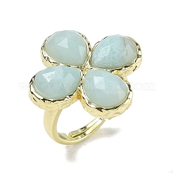 Anello regolabile sfaccettato in amazzonite naturale per donna&nbsp;RJEW-A092-01G-13