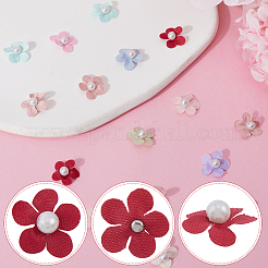 Полиэфирный атлас с пластиковым жемчужным цветком&nbsp;DIY-WH0542-16