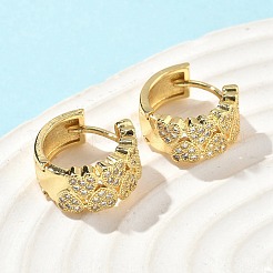 Серьги-кольца в форме сердца из латуни с микропаве из кубического циркония&nbsp;EJEW-A132-10G-02