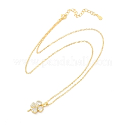 925 серебряное ожерелье с подвеской в виде клевера с прозрачными кубическими цирконами для женщин NJEW-G168-01G